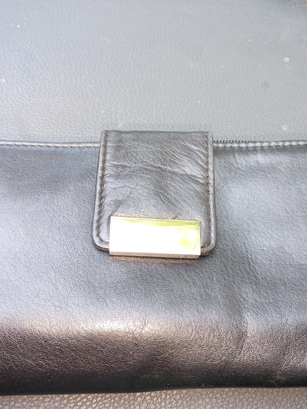 Giani Bernini Black Leather Clutch with Gold Plate Accent